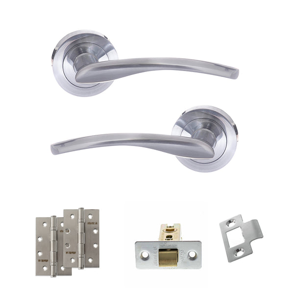 STATUS Arizona Door Handle Pack (Latch Set - 2.5" CE Latch, 4" Slim Knuckle Hinges x2) - Satin Chrome - ADPS22RSC5 - Choice Handles