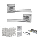 STATUS California Door Handle Pack (Bathroom Set - 3" CE Bathroom Lock, 4" Fire Rated Hinges x3) - Satin Chrome - ADPS23SSC11 - Choice Handles