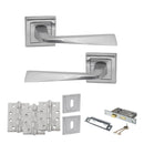 STATUS California Door Handle Pack (3 Lever Lock Set - 3" CE Sashlock, 4" Fire Rated Hinges x3) - Satin Chrome - ADPS23SSC17 - Choice Handles