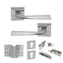 STATUS California Door Handle Pack (Euro Lock Set - 3" CE Sashlock, 3" Fire Rated Hinges x3) - Satin Chrome - ADPS23SSC21 - Choice Handles