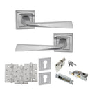STATUS California Door Handle Pack (Euro Lock Set - 3" CE Sashlock, 4" Fire Rated Hinges x3) - Satin Chrome - ADPS23SSC23 - Choice Handles