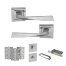 STATUS California Door Handle Pack (Bathroom Set - 3" CE Bathroom Lock, 3" Fire Rated Hinges x3) - Satin Chrome - ADPS23SSC9 - Choice Handles