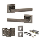 STATUS Kansas Door Handle Pack (3 Lever Lock Set - 2.5" CE Sashlock, 3" Fire Rated Hinges x3) - Black Nickel - ADPS24SBN14 - Choice Handles