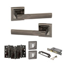 STATUS Kansas Door Handle Pack (3 Lever Lock Set - 2.5" CE Sashlock, 4" Fire Rated Hinges x3) - Black Nickel - ADPS24SBN16 - Choice Handles