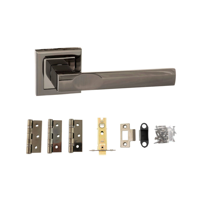 Atlantic Kansas Dorpac (3" Latch, 3"x2" Hingesx3) - Black Nickel - ADPS24SBN3 - Choice Handles