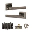STATUS Kansas Door Handle Pack (Latch Set - 2.5" CE Latch, 4" Fire Rated Hinges x3) - Black Nickel - ADPS24SBN3 - Choice Handles