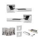 STATUS Kansas Door Handle Pack (3 Lever Lock Set - 2.5" CE Sashlock, 4" Fire Rated Hinges x3) - Polished Chrome - ADPS24SPC16 - Choice Handles