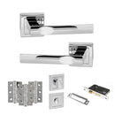 STATUS Kansas Door Handle Pack (Bathroom Set - 3" CE Bathroom Lock, 3" Fire Rated Hinges x3) - Polished Chrome - ADPS24SPC9 - Choice Handles