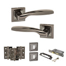 STATUS Oklahoma Door Handle Pack (3 Lever Lock Set - 3" CE Sashlock, 3" Fire Rated Hinges x3) - Black Nickel - ADPS25SBN15 - Choice Handles
