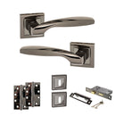 STATUS Oklahoma Door Handle Pack (3 Lever Lock Set - 2.5" CE Sashlock, 4" Slim Knuckle Hinges x2) - Black Nickel - ADPS25SBN18 - Choice Handles