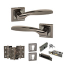 STATUS Oklahoma Door Handle Pack (Euro Lock Set - 3" CE Sashlock, 3" Fire Rated Hinges x3) - Black Nickel - ADPS25SBN21 - Choice Handles