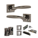 STATUS Oklahoma Door Handle Pack (Euro Lock Set - 2.5" CE Sashlock, 4" Slim Knuckle Hinges x2) - Black Nickel - ADPS25SBN24 - Choice Handles