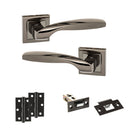 STATUS Oklahoma Door Handle Pack (Latch Set - 2.5" Latch, 3" Hinges x2) - Black Nickel - ADPS25SBN7 - Choice Handles