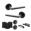 STATUS Alaska Door Handle Pack (Bathroom Set - 3" CE Bathroom Lock, 4" Fire Rated Hinges x3) - Matt Black - ADPS26RMB11 - Choice Handles