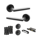 STATUS Alaska Door Handle Pack (Bathroom Set - 2.5" CE Bathroom Lock, 4" Slim Knuckle Hinges x2) - Matt Black - ADPS26RMB12 - Choice Handles