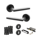 STATUS Alaska Door Handle Pack (3 Lever Lock Set - 2.5" CE Sashlock, 4" Slim Knuckle Hinges x2) - Matt Black - ADPS26RMB18 - Choice Handles
