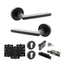 STATUS Alaska Door Handle Pack (Euro Lock Set - 2.5" CE Sashlock, 4" Fire Rated Hinges x3) - Matt Black - ADPS26RMB22 - Choice Handles
