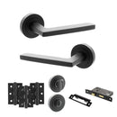 STATUS Alaska Door Handle Pack (Bathroom Set - 3" CE Bathroom Lock, 3" Fire Rated Hinges x3) - Matt Black - ADPS26RMB9 - Choice Handles