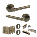 STATUS Nebraska Door Handle Pack (Euro Lock Set - 3" CE Sashlock, 4" Fire Rated Hinges x3) - Antique Brass - ADPS28RAB23 - Choice Handles