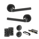 STATUS Nebraska Door Handle Pack (Bathroom Set - 3" CE Bathroom Lock, 4" Slim Knuckle Hinges x2) - Matt Black - ADPS28RMB13 - Choice Handles