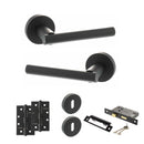 STATUS Nebraska Door Handle Pack (3 Lever Lock Set - 2.5" CE Sashlock, 4" Slim Knuckle Hinges x2) - Matt Black - ADPS28RMB18 - Choice Handles