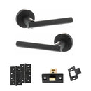 STATUS Nebraska Door Handle Pack (Latch Set - 3" CE Latch, 4" Slim Knuckle Hinges x2) - Matt Black - ADPS28RMB6 - Choice Handles