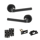 STATUS Nebraska Door Handle Pack (Latch Set - 2.5" Latch, 3" Hinges x2) - Matt Black - ADPS28RMB7 - Choice Handles