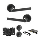STATUS Nebraska Door Handle Pack (Bathroom Set - 3" CE Bathroom Lock, 3" Fire Rated Hinges x3) - Matt Black - ADPS28RMB9 - Choice Handles