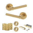 STATUS Nebraska Door Handle Pack (3 Lever Lock Set - 3" CE Sashlock, 3" Fire Rated Hinges x3) - Satin Brass - ADPS28RSB15 - Choice Handles