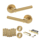 STATUS Nebraska Door Handle Pack (3 Lever Lock Set - 3" CE Sashlock, 4" Fire Rated Hinges x3) - Satin Brass - ADPS28RSB17 - Choice Handles