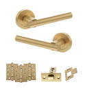 STATUS Nebraska Door Handle Pack (Latch Set - 3" CE Latch, 4" Fire Rated Hinges x3) - Satin Brass - ADPS28RSB4 - Choice Handles
