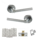 STATUS Nebraska Door Handle Pack (Latch Set - 3" CE Latch, 4" Fire Rated Hinges x3) - Satin Chrome - ADPS28RSC4 - Choice Handles
