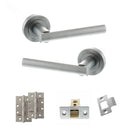 STATUS Nebraska Door Handle Pack (Latch Set - 2.5" CE Latch, 4" Slim Knuckle Hinges x2) - Satin Chrome - ADPS28RSC5 - Choice Handles