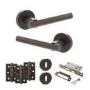 STATUS Nebraska Door Handle Pack (3 Lever Lock Set - 2.5" CE Sashlock, 3" Fire Rated Hinges x3) - Urban Dark Bronze - ADPS28RUDB14 - Choice Handles