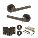 STATUS Nebraska Door Handle Pack (3 Lever Lock Set - 2.5" CE Sashlock, 4" Fire Rated Hinges x3) - Urban Dark Bronze - ADPS28RUDB16 - Choice Handles