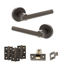 STATUS Nebraska Door Handle Pack (Latch Set - 2.5" CE Latch, 3" Fire Rated Hinges x3) - Urban Dark Bronze - ADPS28RUDB1 - Choice Handles