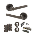 STATUS Nebraska Door Handle Pack (Euro Lock Set - 3" CE Sashlock, 4" Slim Knuckle Hinges x2) - Urban Dark Bronze - ADPS28RUDB25 - Choice Handles