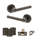STATUS Nebraska Door Handle Pack (Latch Set - 3" CE Latch, 4" Fire Rated Hinges x3) - Urban Dark Bronze - ADPS28RUDB4 - Choice Handles