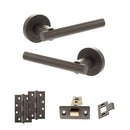 STATUS Nebraska Door Handle Pack (Latch Set - 3" CE Latch, 4" Slim Knuckle Hinges x2) - Urban Dark Bronze - ADPS28RUDB6 - Choice Handles