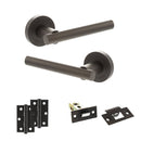 STATUS Nebraska Door Handle Pack (Latch Set - 2.5" Latch, 3" Hinges x2) - Urban Dark Bronze - ADPS28RUDB7 - Choice Handles