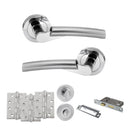STATUS Florida Door Handle Pack (Bathroom Set - 3" CE Bathroom Lock, 4" Fire Rated Hinges x3) - Satin Chrome/Polished Chrome - ADPS32RSCPC11 - Choice Handles