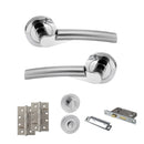 STATUS Florida Door Handle Pack (Bathroom Set - 3" CE Bathroom Lock, 4" Slim Knuckle Hinges x2) - Satin Chrome/Polished Chrome - ADPS32RSCPC13 - Choice Handles