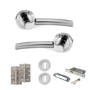STATUS Florida Door Handle Pack (3 Lever Lock Set - 2.5" CE Sashlock, 4" Slim Knuckle Hinges x2) - Satin Chrome/Polished Chrome - ADPS32RSCPC18 - Choice Handles