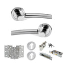 STATUS Florida Door Handle Pack (Euro Lock Set - 2.5" CE Sashlock, 3" Fire Rated Hinges x3) - Satin Chrome/Polished Chrome - ADPS32RSCPC20 - Choice Handles