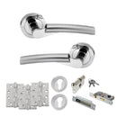 STATUS Florida Door Handle Pack (Euro Lock Set - 2.5" CE Sashlock, 4" Fire Rated Hinges x3) - Satin Chrome/Polished Chrome - ADPS32RSCPC22 - Choice Handles
