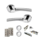 STATUS Florida Door Handle Pack (Euro Lock Set - 2.5" CE Sashlock, 4" Slim Knuckle Hinges x2) - Satin Chrome/Polished Chrome - ADPS32RSCPC24 - Choice Handles