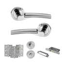STATUS Florida Door Handle Pack (Bathroom Set - 3" CE Bathroom Lock, 3" Fire Rated Hinges x3) - Satin Chrome/Polished Chrome - ADPS32RSCPC9 - Choice Handles
