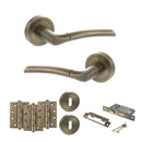 STATUS Indiana Door Handle Pack (3 Lever Lock Set - 2.5" CE Sashlock, 4" Fire Rated Hinges x3) - Antique Brass - ADPS33RAB16 - Choice Handles