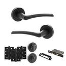 STATUS Indiana Door Handle Pack (Bathroom Set - 3" CE Bathroom Lock, 4" Fire Rated Hinges x3) - Matt Black - ADPS33RMB11 - Choice Handles