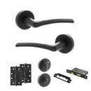 STATUS Indiana Door Handle Pack (Bathroom Set - 3" CE Bathroom Lock, 4" Slim Knuckle Hinges x2) - Matt Black - ADPS33RMB13 - Choice Handles